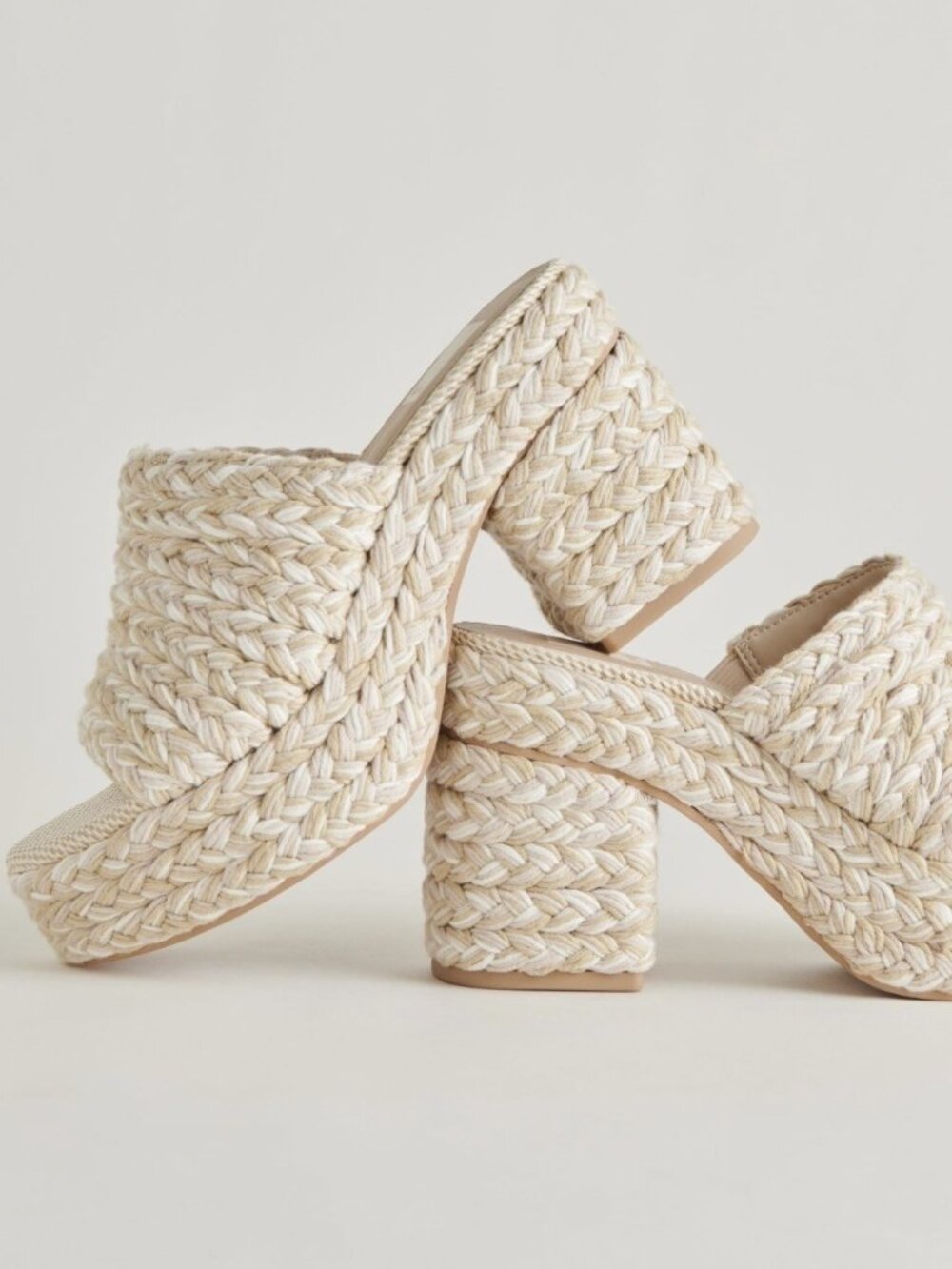 Dolce Vita Women’s Elora Chunky Raffia Platform Slide Sandals Light Natural Sz 6
